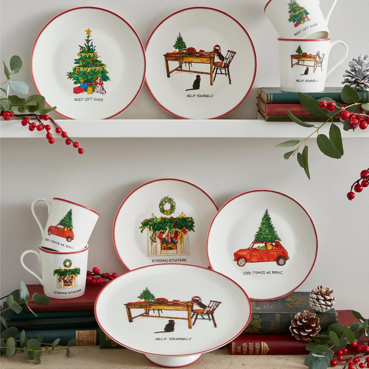 Kit Kemp Doodles Christmas 4 Cake Plates image number null